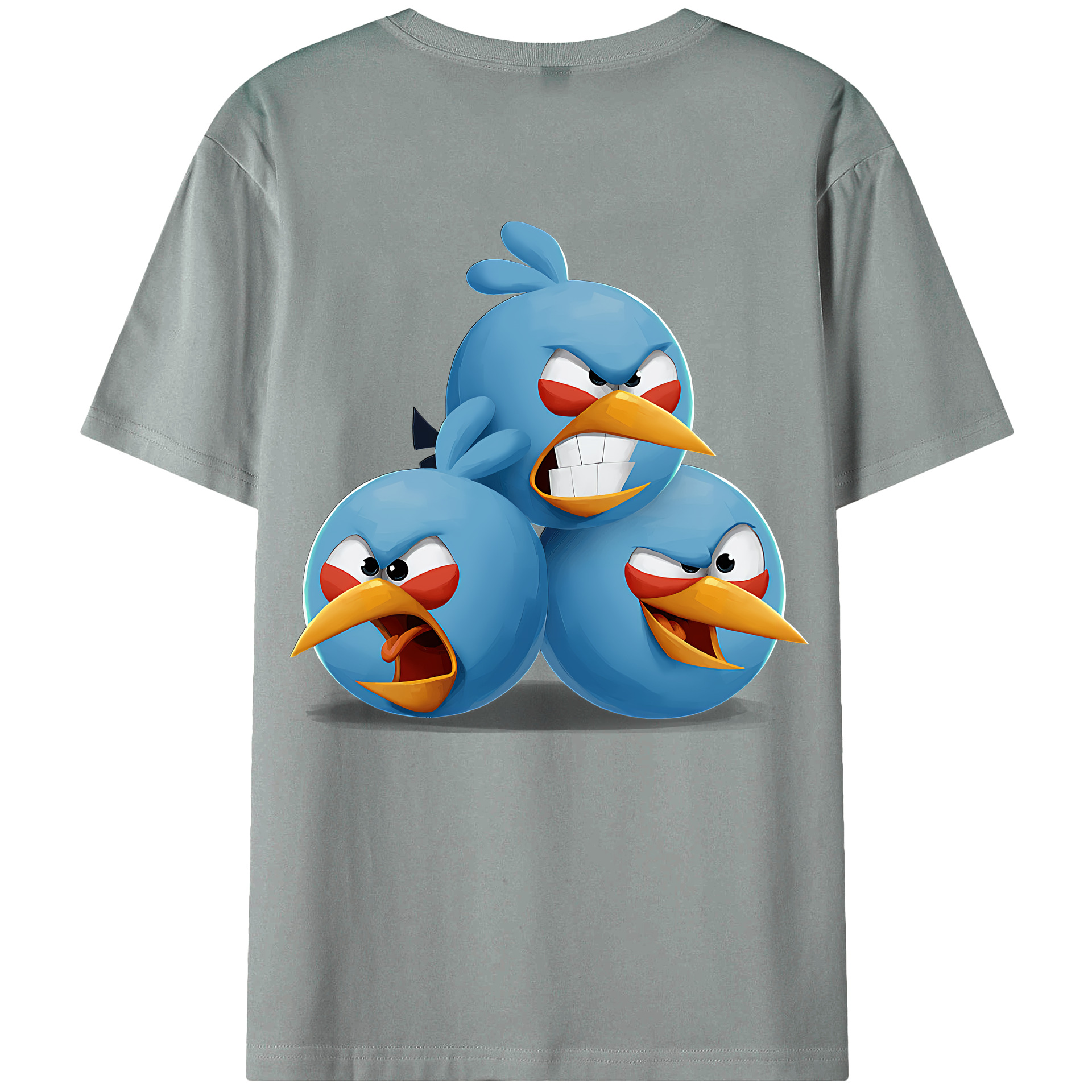 （画像用） Angry Birds アングリーバード 綿100％ メンズ半袖Tシャツ（バックプリント） 通気性